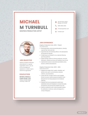 Graphics Production Artist Resume