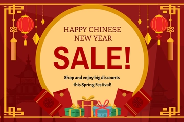 Free Happy Chinese New Year Sale Banner Template to Edit Online