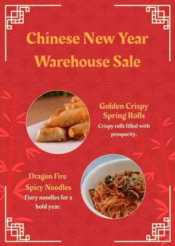 Free Chinese New Year Sale Restaurant Menu Template to Edit Online