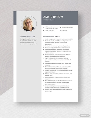 Grocery Clerk Resume