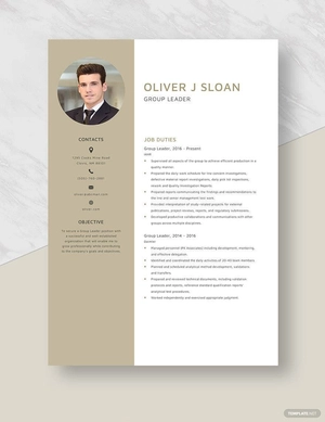 Group Leader Resume