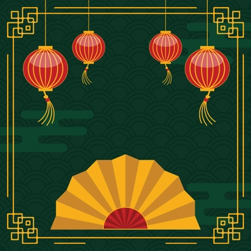 Free Chinese New Year Green Background Clipart Template to Edit Online