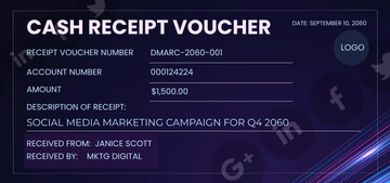 Free Digital Marketing Agency Cash Receipt Voucher Template to Edit Online