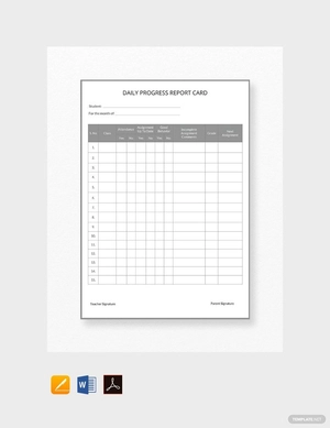 Daily Progress Report Card Template