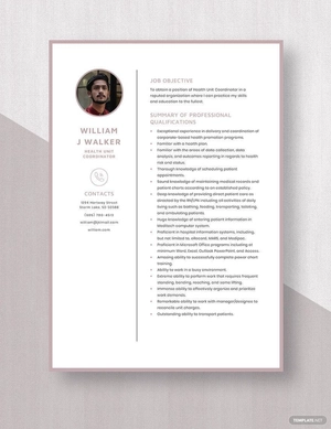 Health Unit Coordinator Resume