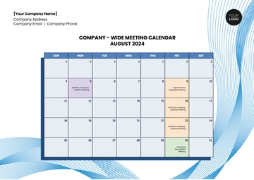 Free Company-Wide Meeting Calendar Template to Edit Online