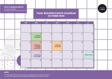 Free Team-Building Events Calendar Template to Edit Online