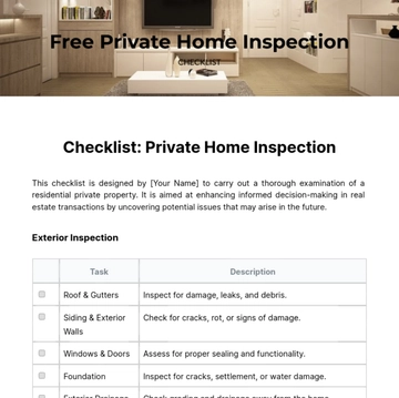Free Private Home Inspection Checklist Template to Edit Online