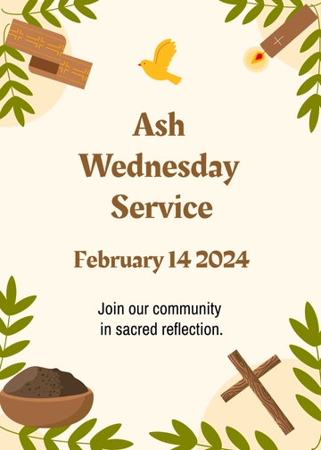 Free Ash Wednesday Invitation Template to Edit Online