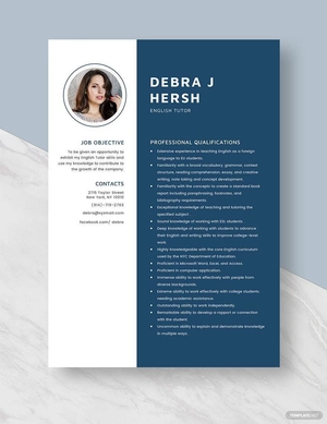 English Tutor Resume