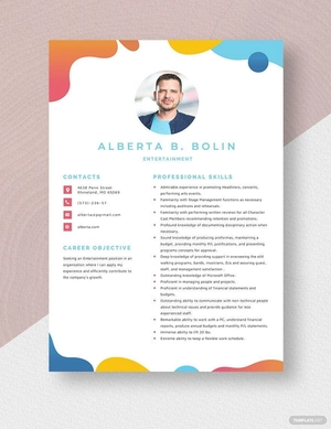 Entertainment Resume