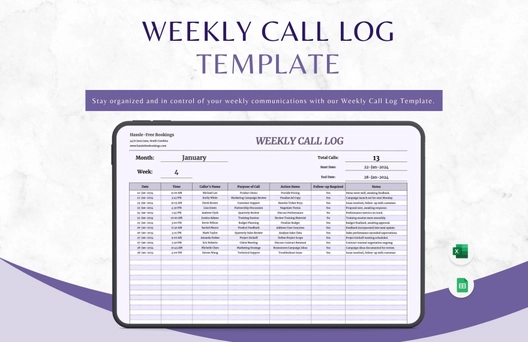 Weekly Call Log Template