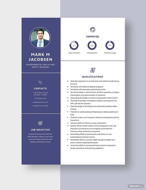 Environmental Health And Safety Manager Resume