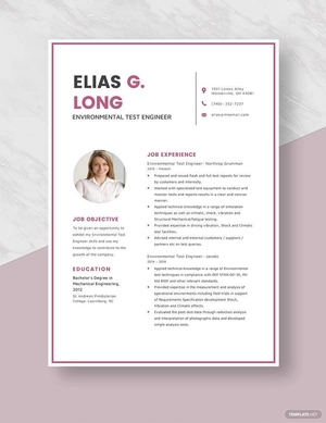 Environmental Test Engineer Resume