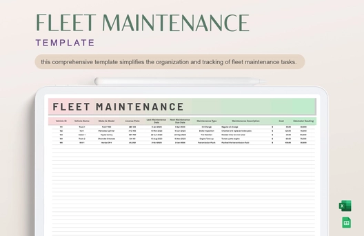 Fleet Maintenance Template Fleet Maintenance Template