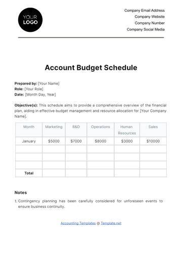 Free Account Budget Schedule Template to Edit Online