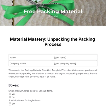 Free Packing Material Checklist Template to Edit Online