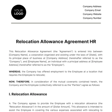 Free Relocation Allowance Agreement HR Template to Edit Online