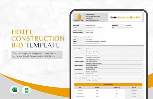 Hotel Construction Bid Template