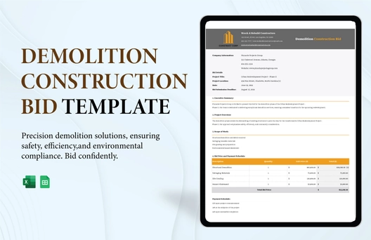 Demolition Construction Bid Template