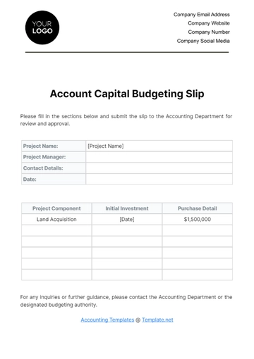Free Account Capital Budgeting Slip Template to Edit Online