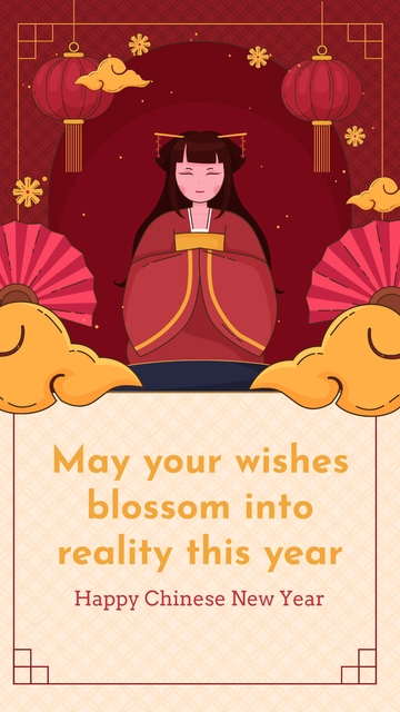 Free Chinese New Year Wishes Quotes Template to Edit Online