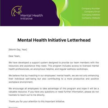 Free Mental Health Initiative Letterhead Template to Edit Online