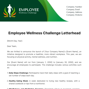 Free Employee Wellness Challenge Letterhead Template to Edit Online