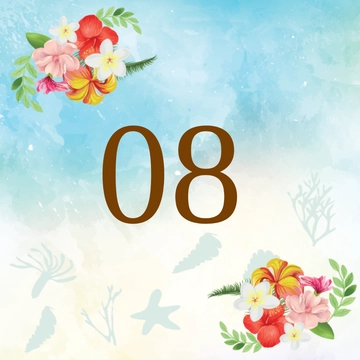 Free Beach Wedding Table Number Card Template to Edit Online
