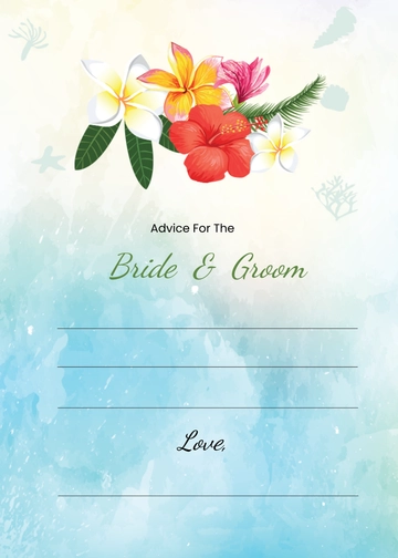 Free Beach Wedding Advice Card Template to Edit Online