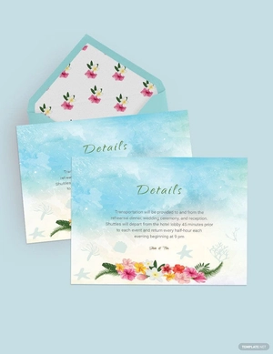 Beach Wedding Details Card Template