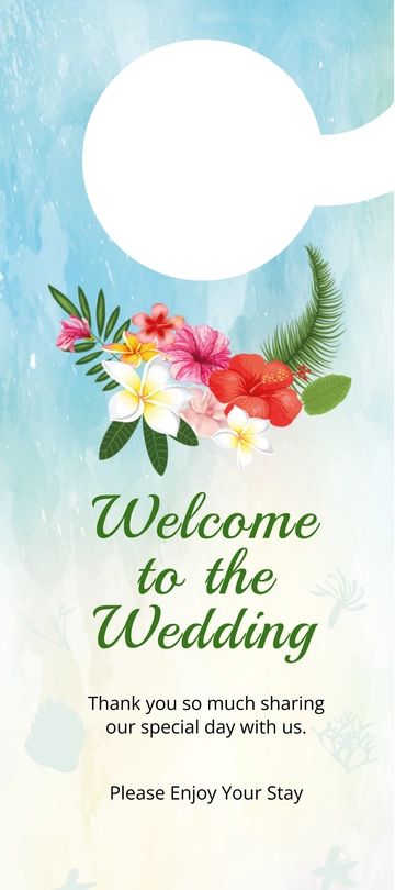 Free Beach Wedding Door Hanger Template to Edit Online