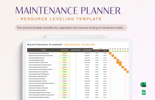 Maintenance Planner - Resource Leveling Template