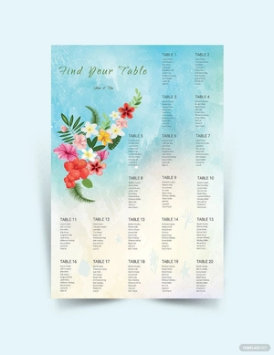 Beach Wedding Seating Chart Template
