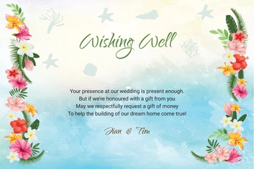 Free Beach Wedding Wishing Well Card Template to Edit Online