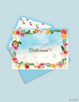 Beach Wedding Will You Be My Bridesmaid Card Template