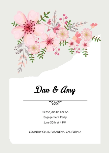Free VIntage Floral Wedding Engagement Card Template to Edit Online