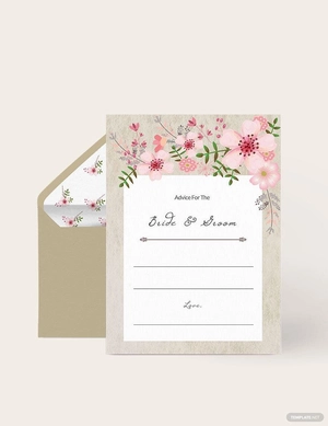 Vintage Floral Wedding Advice Card Template