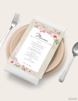 Vintage Floral Wedding Menu Card Template