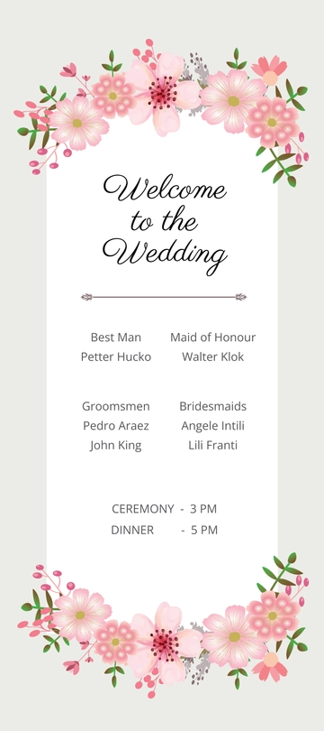Free Vintage Floral Wedding Program Card Template to Edit Online