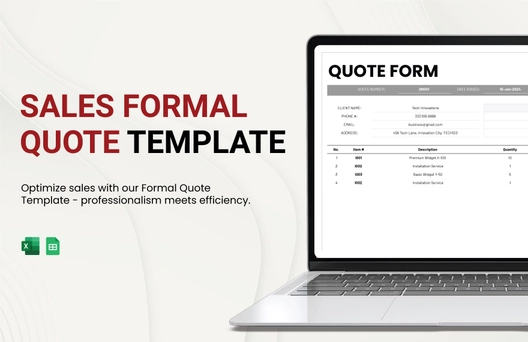 Sales Formal Quote Template Template