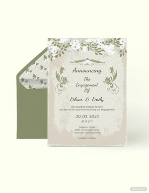 Vintage Wedding Engagement Card Template