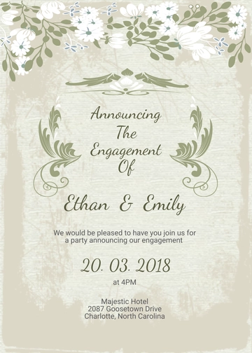 Free Vintage Wedding Engagement Card Template to Edit Online