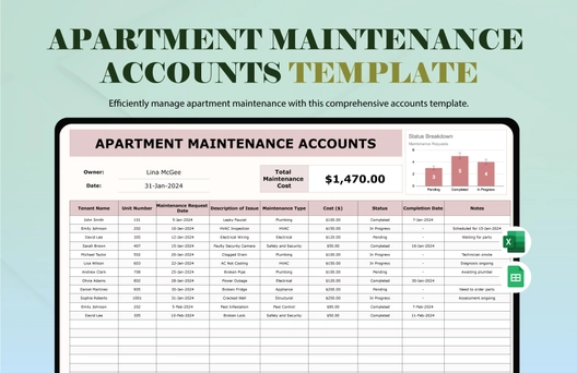 Apartment Maintenance Accounts Template