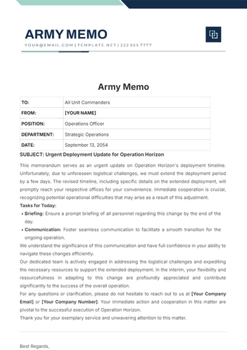 Free Army Memo Template to Edit Online