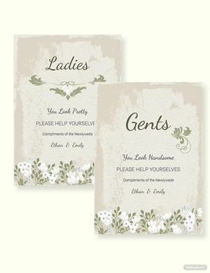 Vintage Wedding Bathroom Signs Card Template