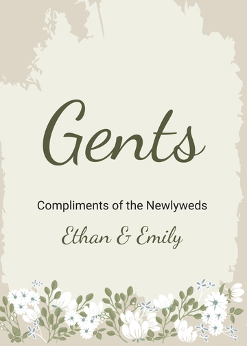 Free Vintage Wedding Bathroom Signs Card Template to Edit Online