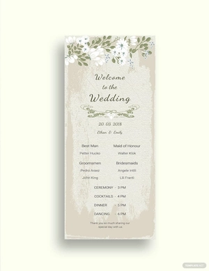 Vintage Wedding Program Card Template