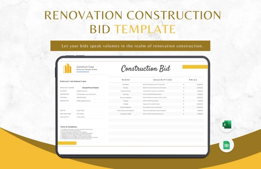 Renovation Construction Bid Template