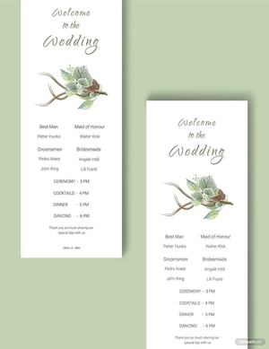 Fall Wedding Program Card Template